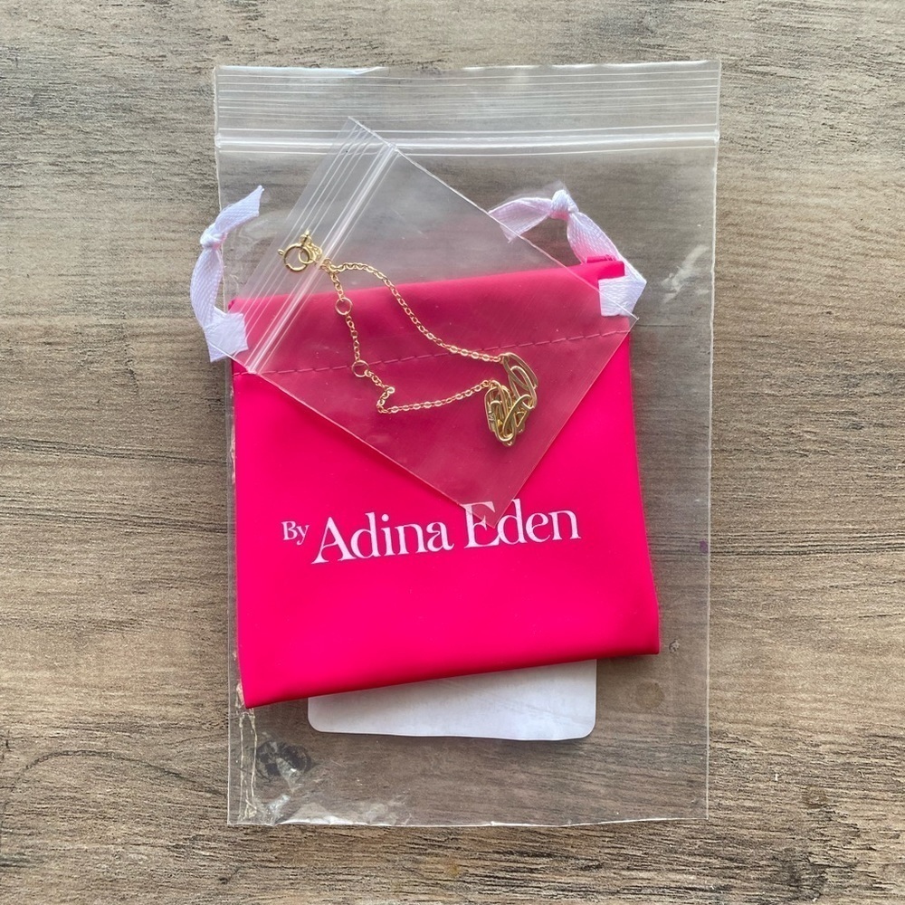 ADINA EDEN Pave Safety Pin Paperclip Bracelet - Gold - Picture 3 of 4